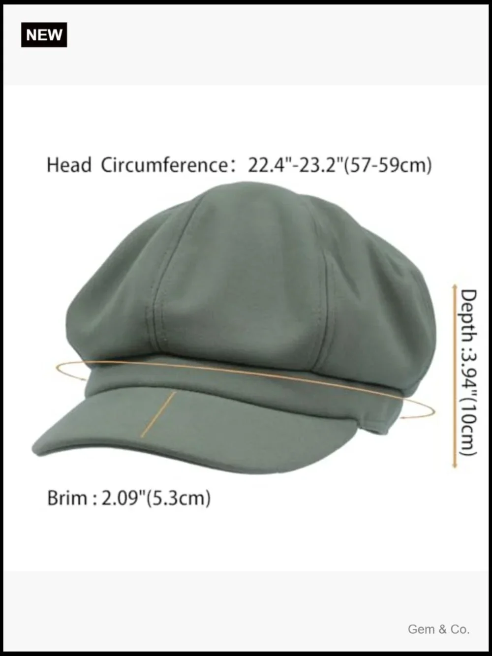 Vintage 8 Panel Newsboy Cap Cabbie Hat Adjustable